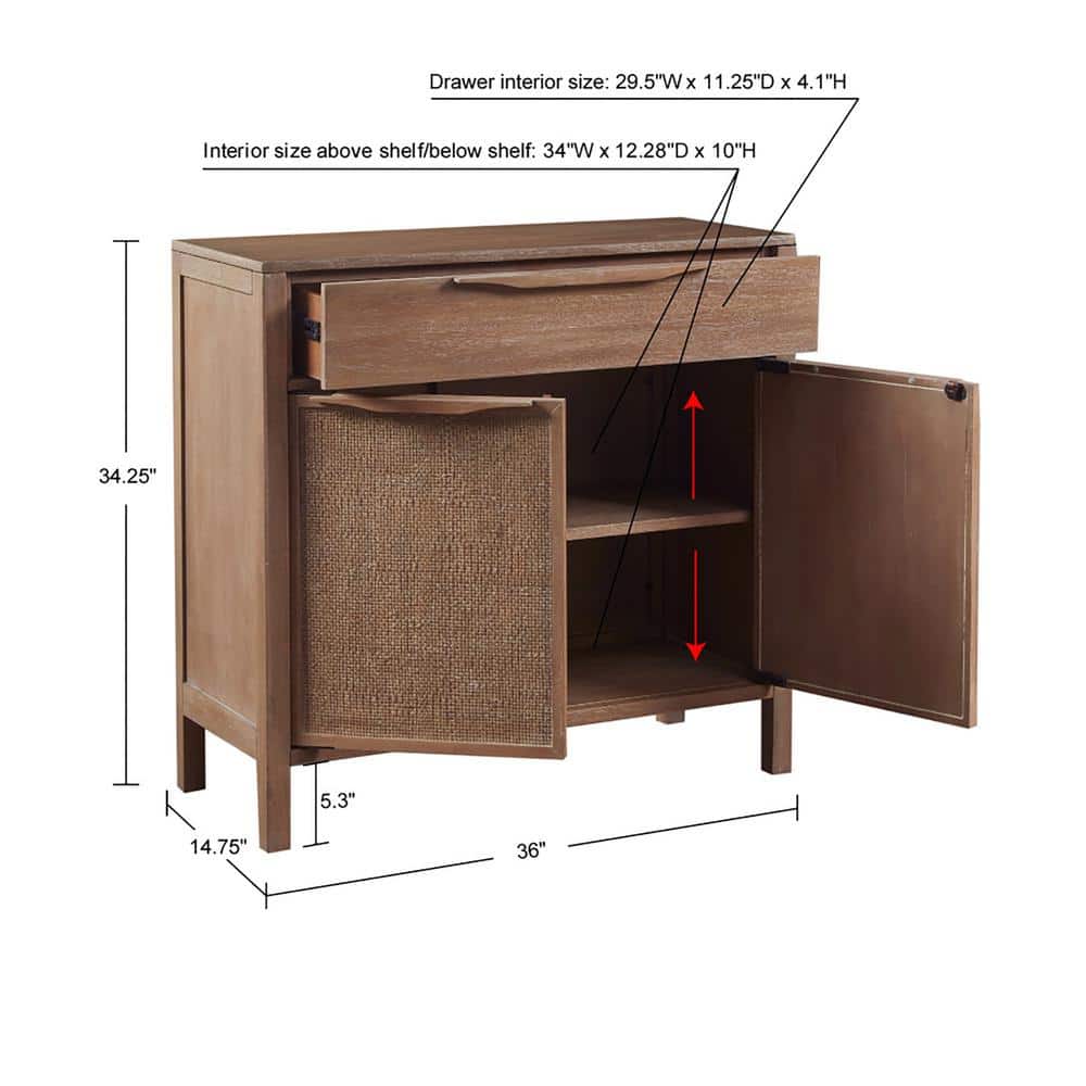 Natural Reclaimed Wood and Cane Webbing Accent Cabinet