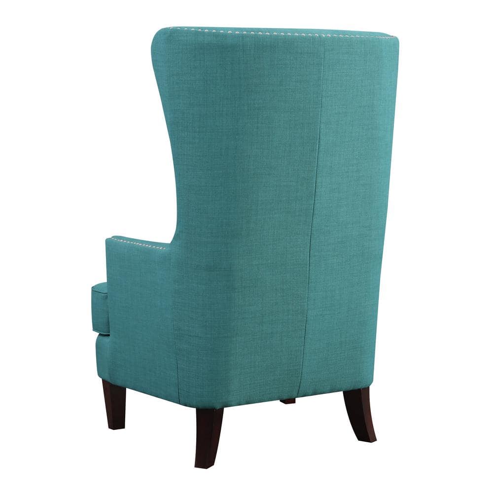 Heirloom Teal High-Back Accent Chair with Studded Trim