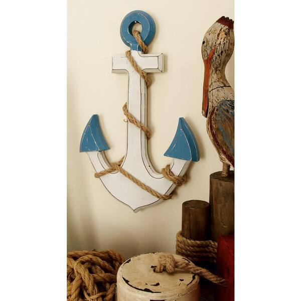 thumbnail image 2 of 18" Nautical Wood Anchor Wall Plaque – Multicolor, MDF, Ocean Beach Coastal Decor 2 of 6