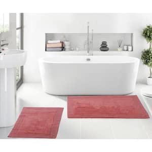 Luxury Collection 100% Cotton Reversible Bath Rug Set, 2-Piece Set(S+L), Coral