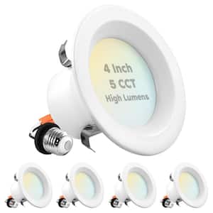 4 in. Can Light 14-Watt/75-Watt 5 Color Options 950 Lumens Remodel Integrated LED Recessed Light Kit ETL Listed (4-Pack)