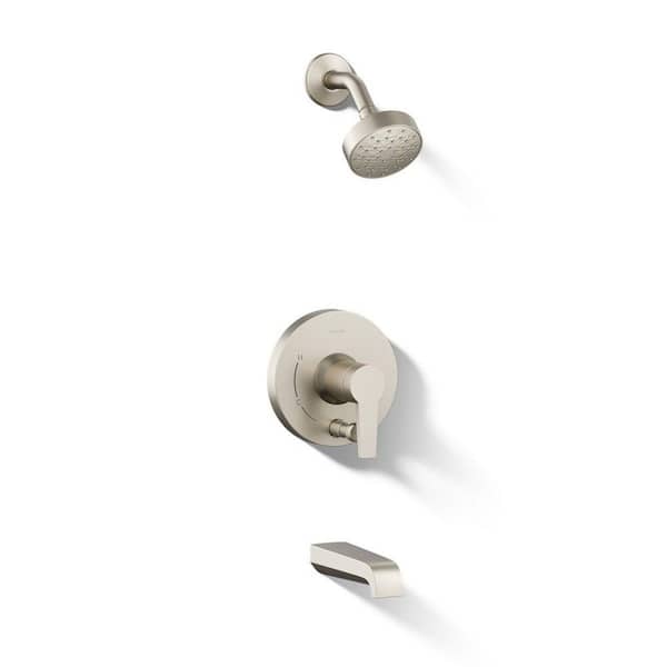 Pitch 1-Handle Wall Mount Tub/Shower Trim Kit in Vibrant Brushed Nickel (Valve Not Included)
