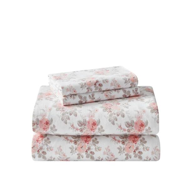 Laura Ashley Lie 4 Piece Pink, Flannel Sheets King Size Bed