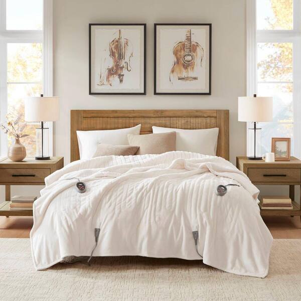 Woolrich Heated Plush to Berber Ivory Polyester Twin Electric Blanket