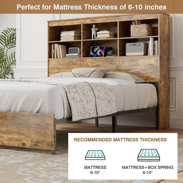 VECELO Queen Bed Frame with Storage Headboard, 4-Drawers VECELO Queen Bed Frame with Storage Headboard, 4-Drawers