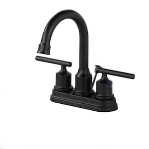 4 in. Centerset Double Handle High Arc Bathroom Faucet in Black