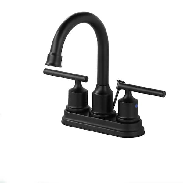 ALEASHA 4 in. Centerset Double Handle High Arc Bathroom Faucet in Black