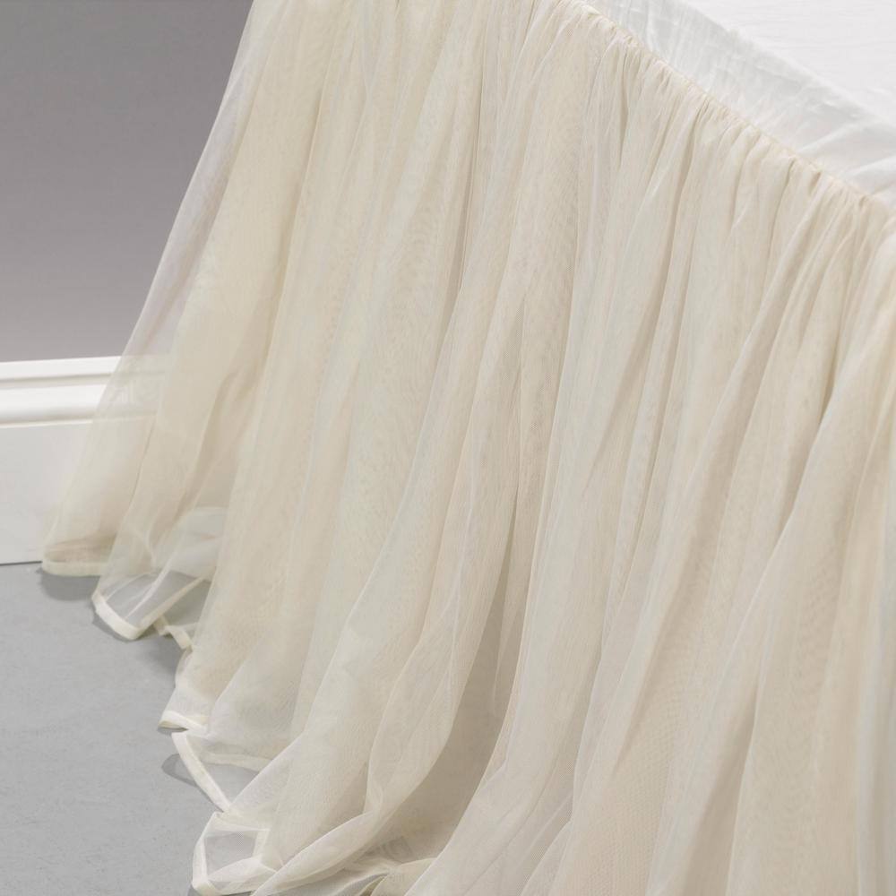Ivory King Pleated Cotton Polyester Bed Skirt
