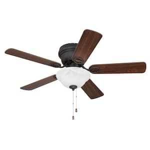 Wyman Bowl Kit 42 in. Indoor Oil Rubbed Bronze Hugger 3-Speed Finish Ceiling Fan, Frosted Glass Bowl Light Kit Included