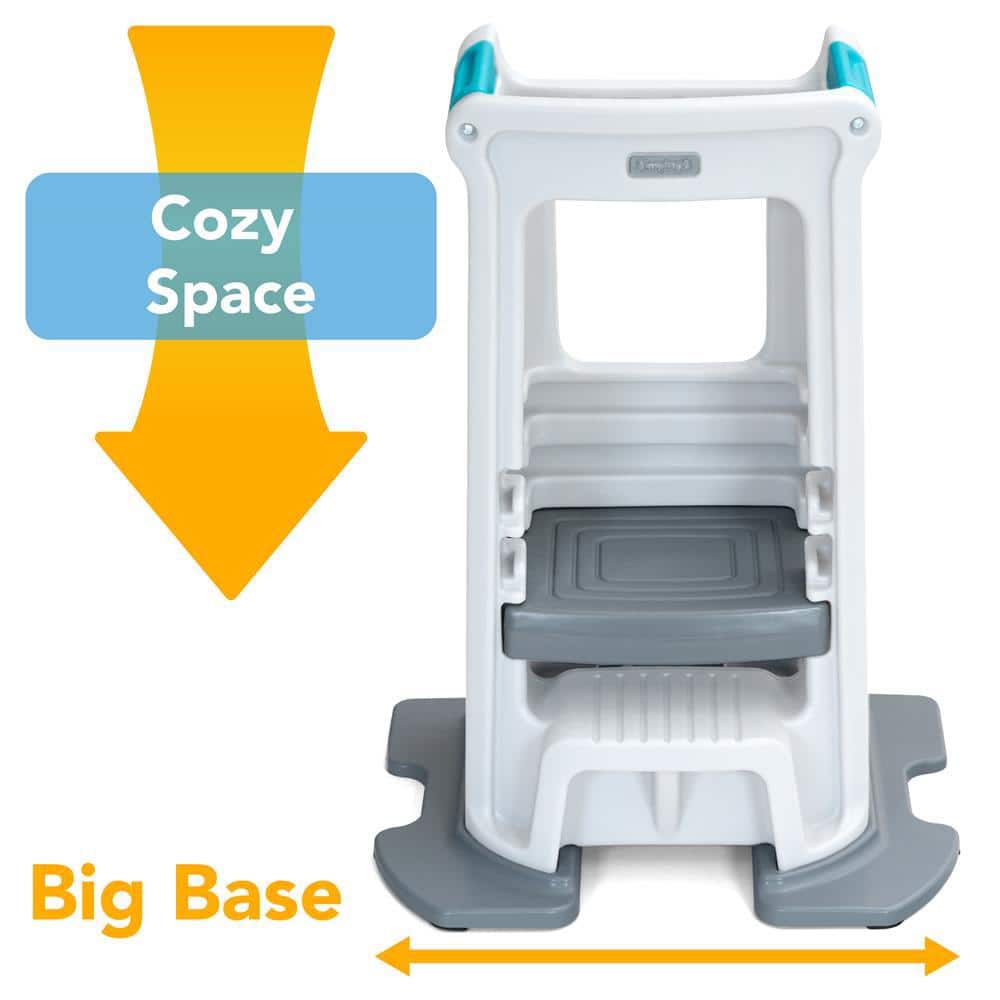 White Adjustable Plastic Toddler Step Stool with Safety Sides