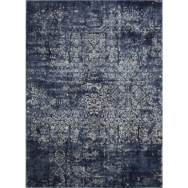Aysal Armilli Blue 9 ft. 10 in. x 12 ft. 10 in. Geometric Polypropylene Indoor Area Rug
