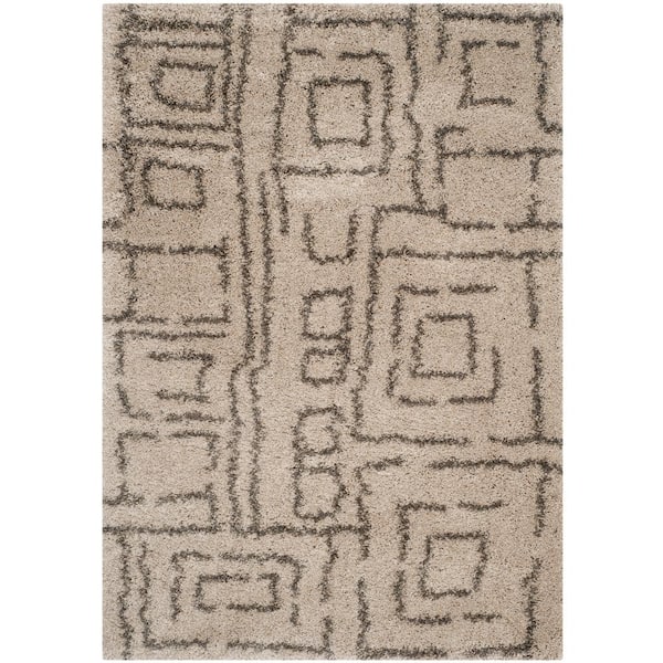 SAFAVIEH Belize Shag Taupe/Gray 5 ft. x 8 ft. Geometric Area Rug