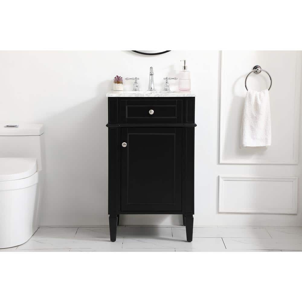 Black Marble Top Single Sink Vanity with Porcelain Basin