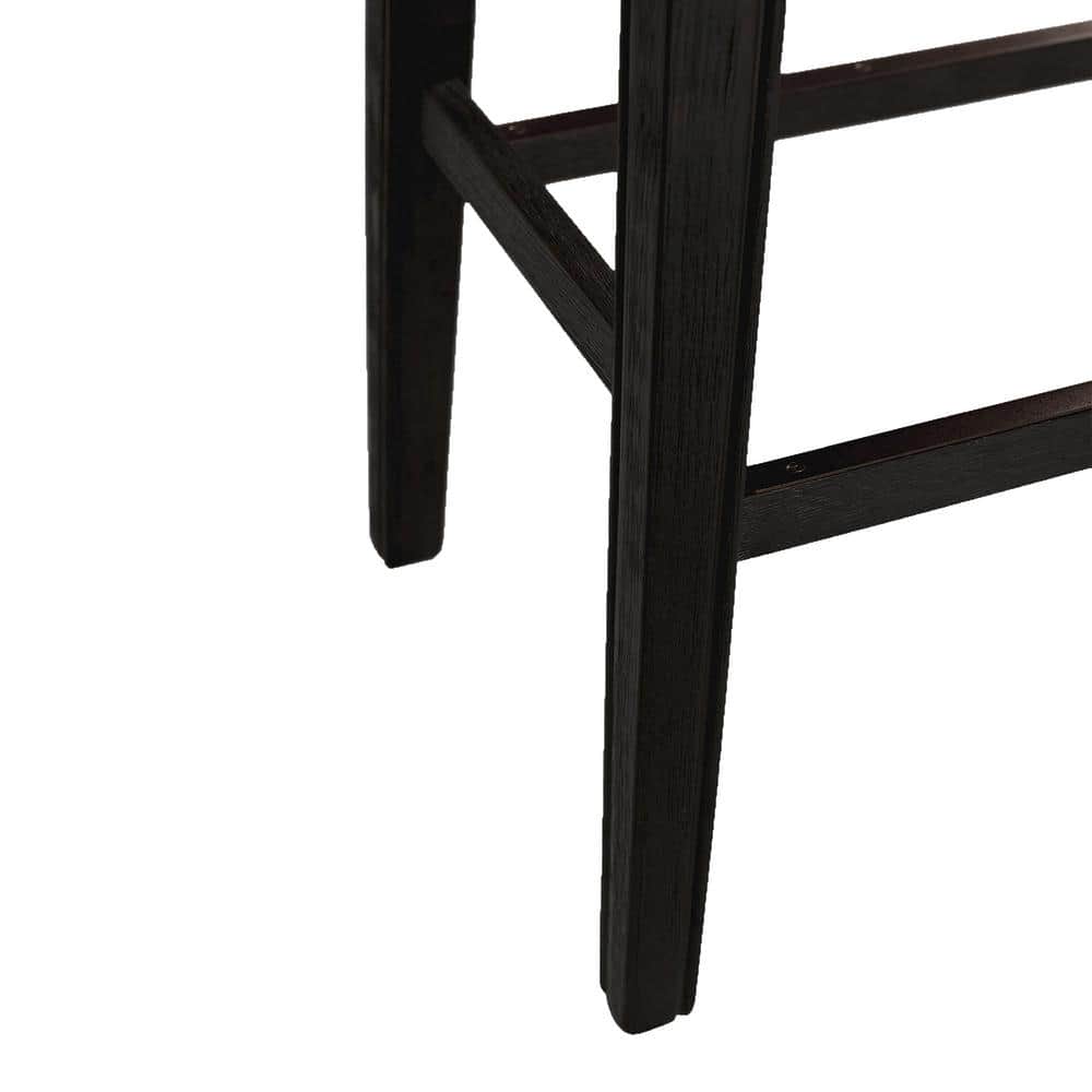 Rooney 30" Espresso Wood and Beige Linen Backless Bar Stool
