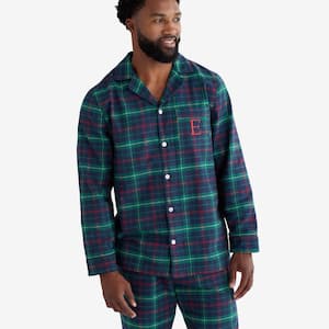 Blue Check Mens Cotton Flannel/brush Cotton PJ Pyjama Set Pj's