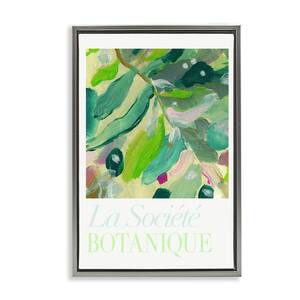 Abstract French Botanicals by cartissi Gray Floater Frame Nature Graphic Art Print 25 in. x 17 in.
