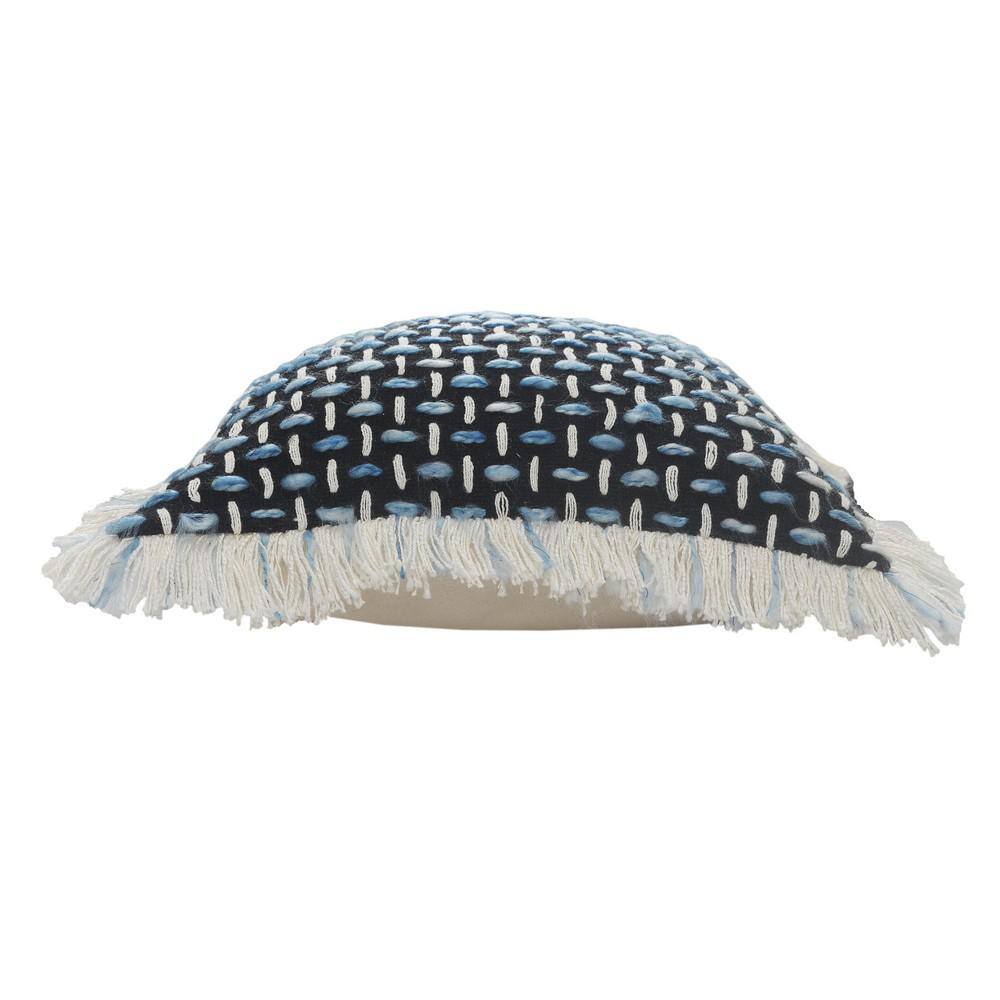 Modern Interwoven Square Throw Pillow Set - Black, Blue, White