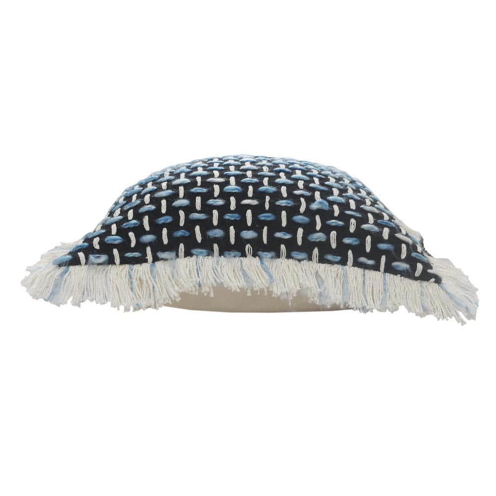 Modern Interwoven Square Throw Pillow Set - Black, Blue, White