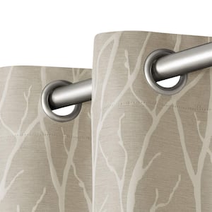 Forest Hill Natural Nature Woven Room Darkening Grommet Top Curtain, 52 in. W x 84 in. L (Set of 2)