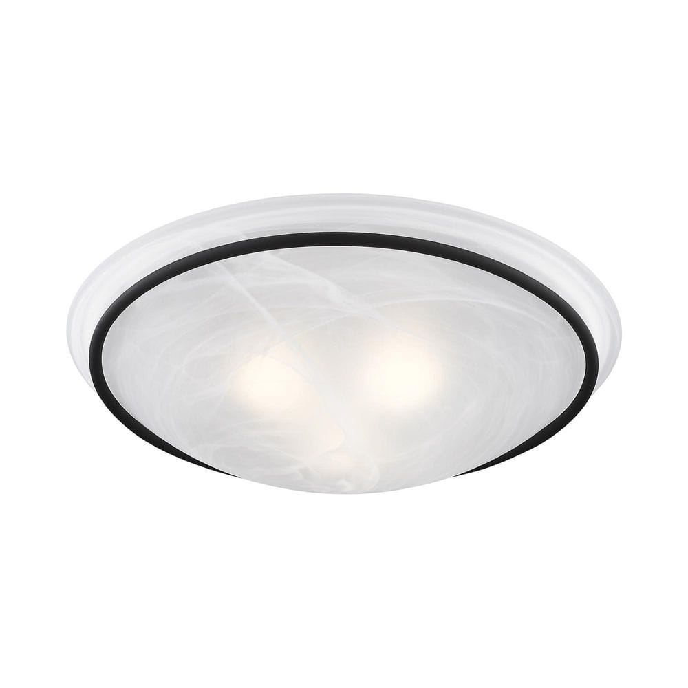 Elegant Alabaster Glass Bowl 3-Light Semi-Flush Mount in Black