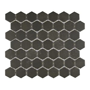 Moroccan Concrete Charcoal 11 in. x 10 in. Glazed Ceramic Hexagon Mosaic Tile (0.81 sq. ft./Each)