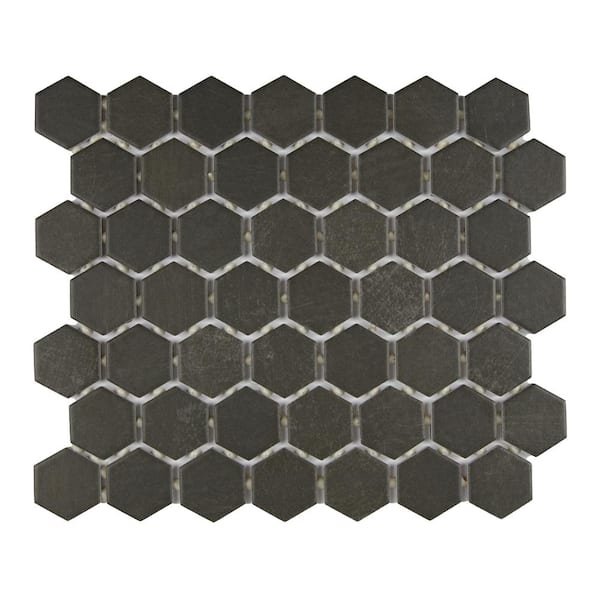 Marazzi Moroccan Concrete Charcoal 11 in. x 10 in. Glazed Ceramic Hexagon Mosaic Tile (0.81 sq. ft./Each)