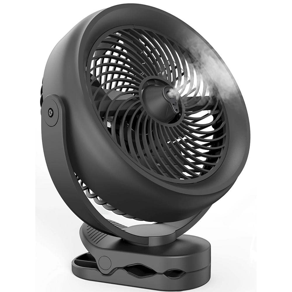 10000mAh Battery Operated 8 in. 3 Fan Speeds Personal Misting Fan in Black 