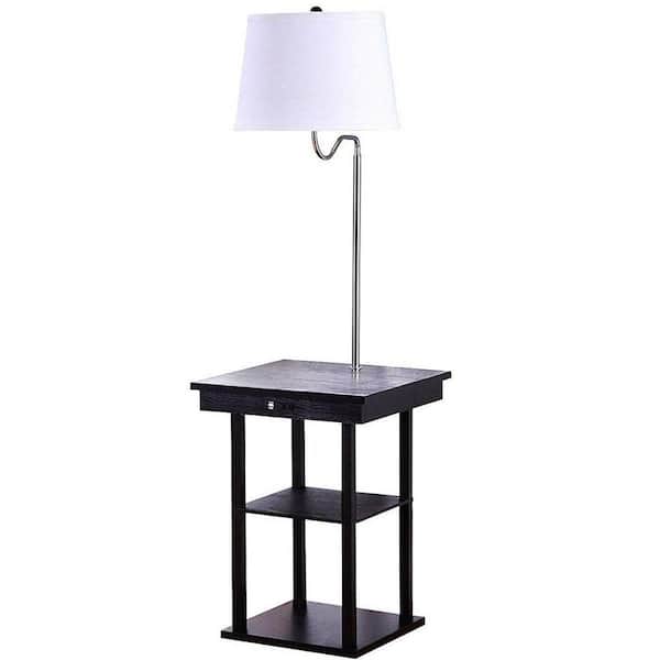 Brightech Madison 56 In Black Narrow, End Table With Built In Lamp