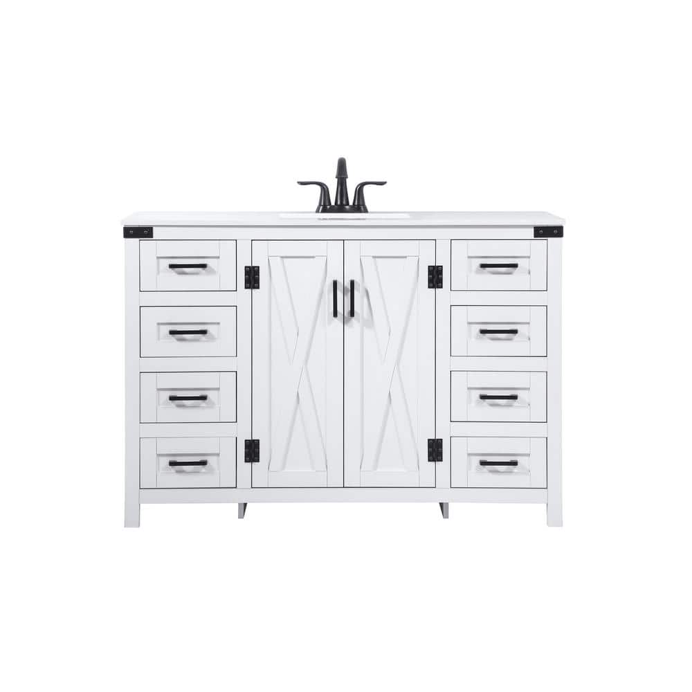 Simply Living 48 in. W x 19 in. D x 34 in. H Bath Vanity in White with Ivor