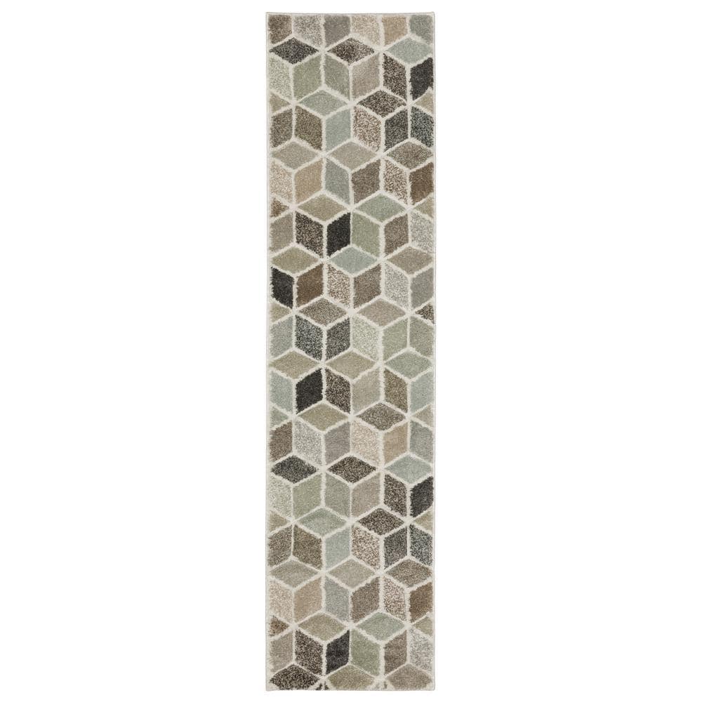 AVERLEY HOME Chateau Ivory/Multi-Colored 2 ft. x 8 ft. Modern Geometric ...