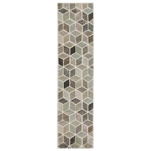 Chateau Ivory/Multi-Colored 2 ft. x 8 ft. Modern Geometric Polypropylene Indoor Runner Area Rug