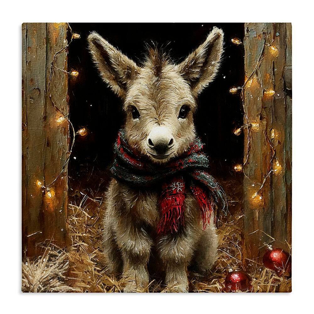 Baby Donkey and Holiday Lights by Riley B Unframed Animal Graphic Art Print 17 in. x 17 in. price history on PriceWatchPro