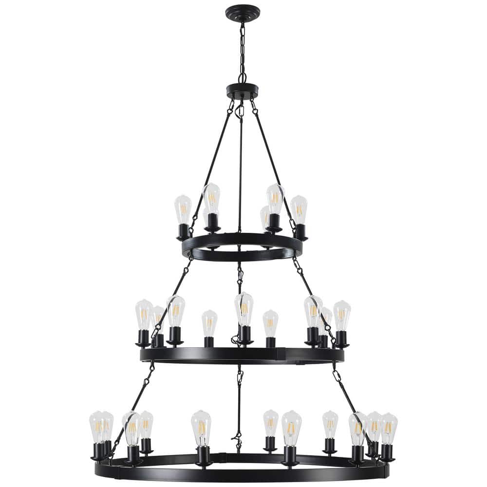Tidoin 26Light Black Metal Ring Chandelier LightYDW1961 The Home Depot