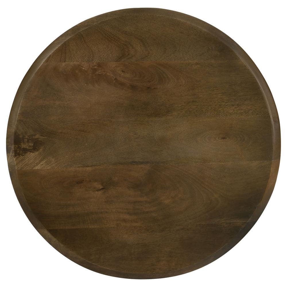 Industrial Round Black and Brown Wood Metal Nesting Tables