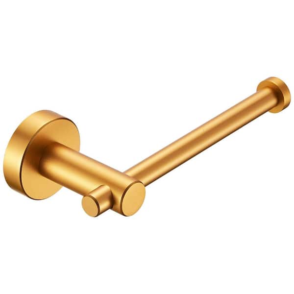 HBEZON Wall-Mount Single Post Toilet Paper Holder in Gold.