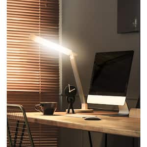 16 in. White and Silver LED Desk Lamp with Color Temperature Changing and Dimming