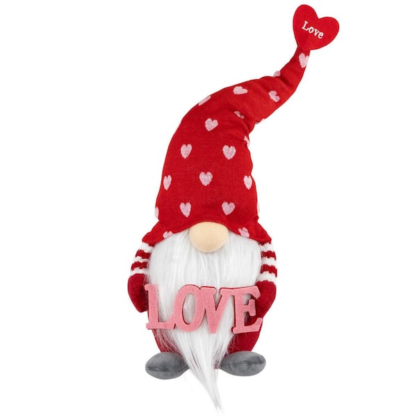 Red Resin Hearts and Love Valentine's Day Gnome - 18.5" x 6"