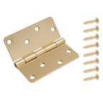 4 in. x 1/4 in. Radius Satin Brass Door Hinge