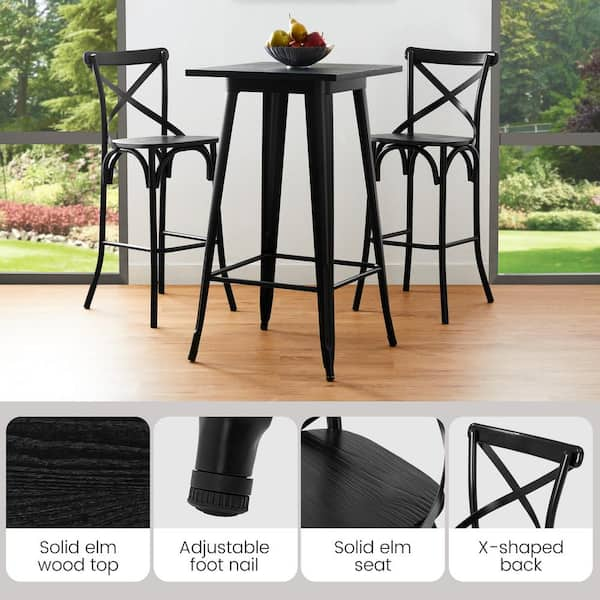 Black pub style table and online chairs