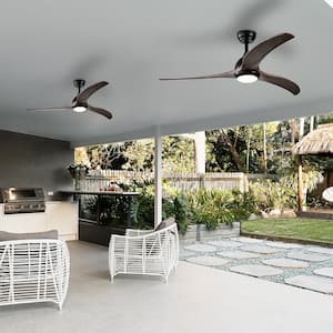 Elias 52in.Indoor Scandi Black Solid Wood 6-Speed Ceiling Fan With Light, Slient 3-Color Futuristic Ceiling Fan w/Remote