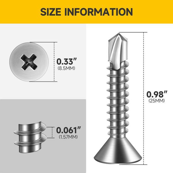 10 x 2-3/4 Hex Washer Head Self Drilling Screws, Self Tapping Sheet Metal Screws, 410 Stainless Steel, 50 PCS