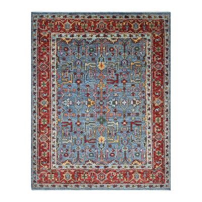 Solo Rugs Floral Rob Contemporary One of a Kind Hand Knotted Area Rug Blue 8' 2 x 10' 7 
