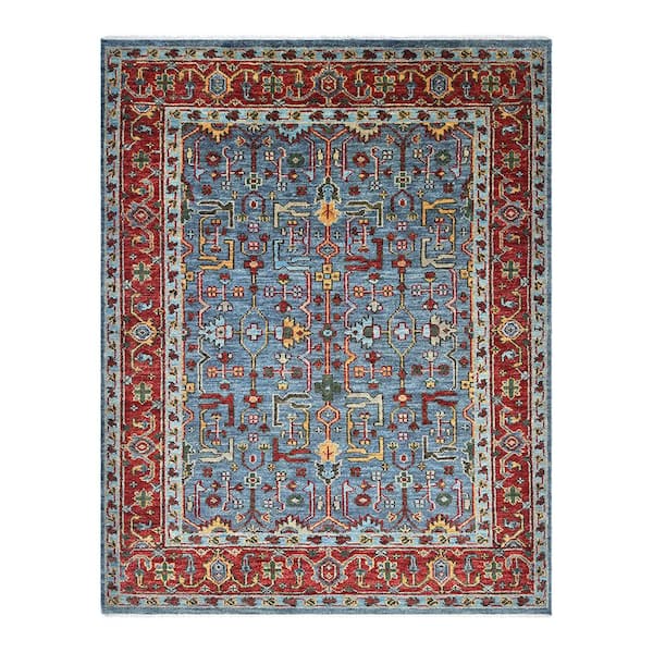 Solo Rugs Lucy Traditional Serapi Gray 9 ft. x 12 ft. Floral Handmade Area Rug