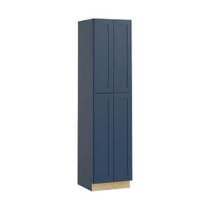 Washington Vessel Blue Plywood Shaker Assembled Utility Pantry Kitchen Cabinet Soft Close 24 in W x 24 in D x 96 in H