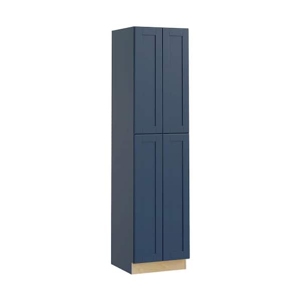 Washington Vessel Blue Plywood Shaker Assembled Utility Pantry Kitchen Cabinet Soft Close 24 in W x 24 in D x 96 in H