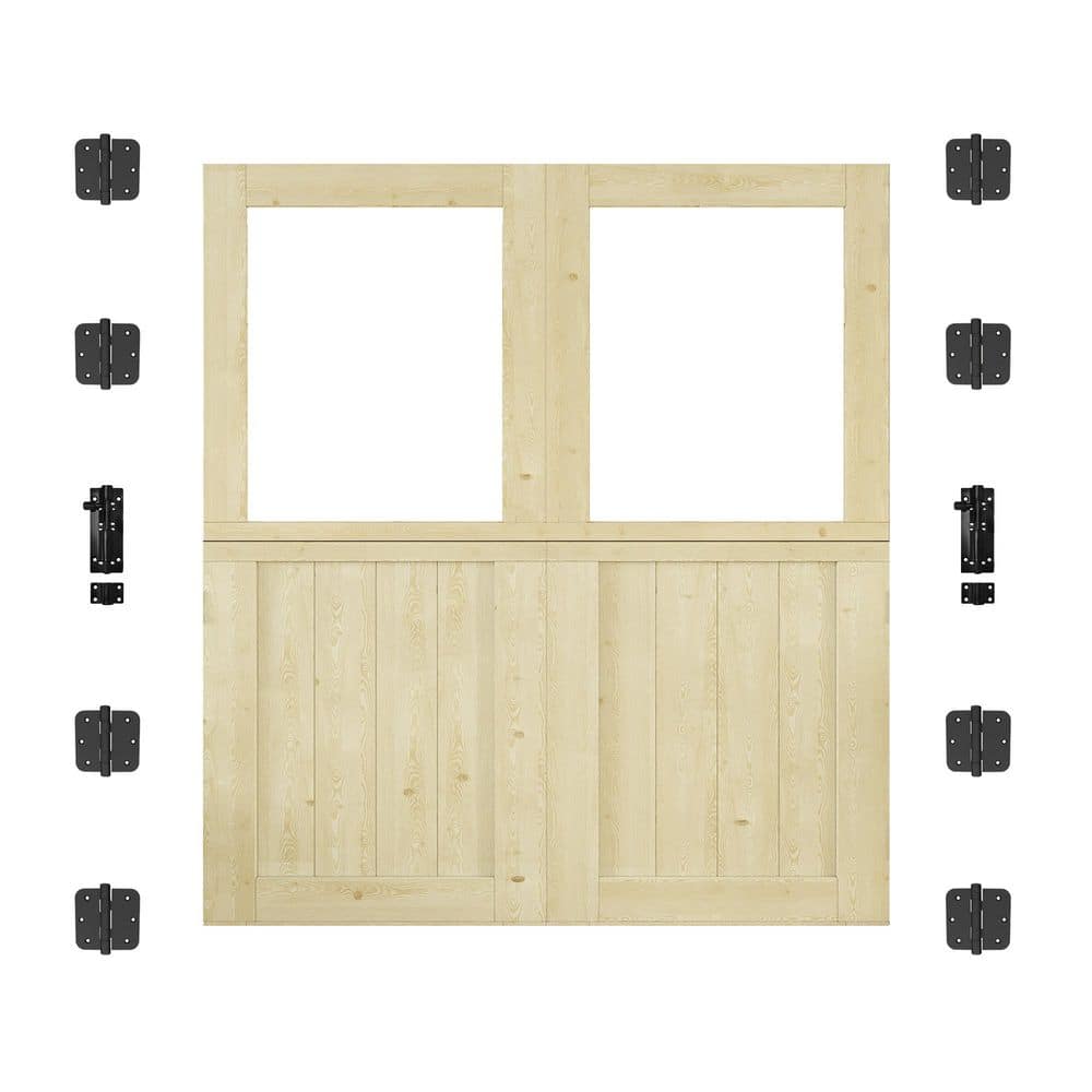 64 in. x 80 in. Solid Pine Universal 1 Lite Clear Glass Unfinished Dutch Door Design Wood Front Door Slab price history on PriceWatchPro