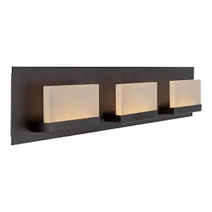 Everett 2.75 in. 3-Light Oil-rubbed Bronze Modern LED Bathroom Vanity Light with Frosted Shade