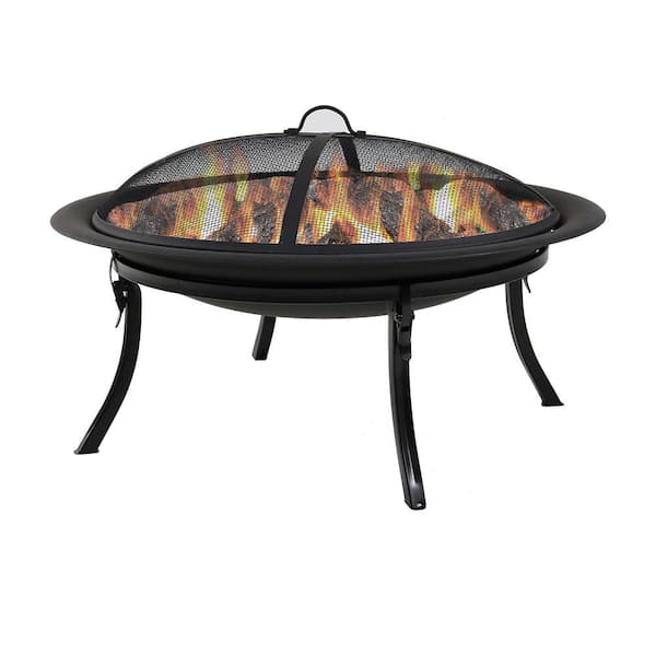 Sunnydaze Decor 29 In X 24 In Steel Portable Folding Wood Burning Fire Pit With Carrying Case And Spark Screen Nb Cgo101 The Home Depot