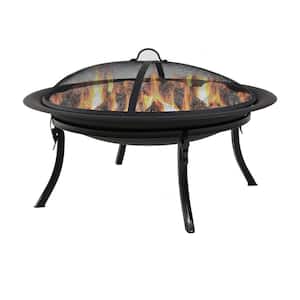 29 in. x 24 in. Steel Portable Folding Wood Burning Fire Pit with Carrying Case and Spark Screen