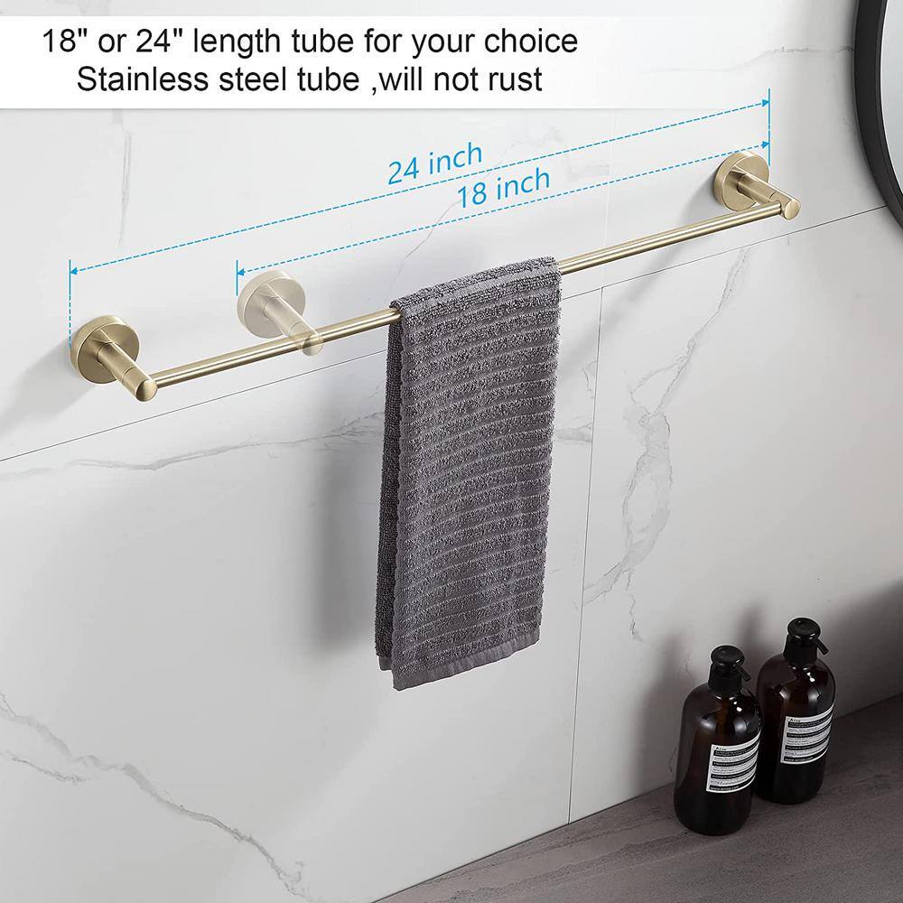 Brushed Gold Wall Mounted Metal Bathroom Towel Rack Set